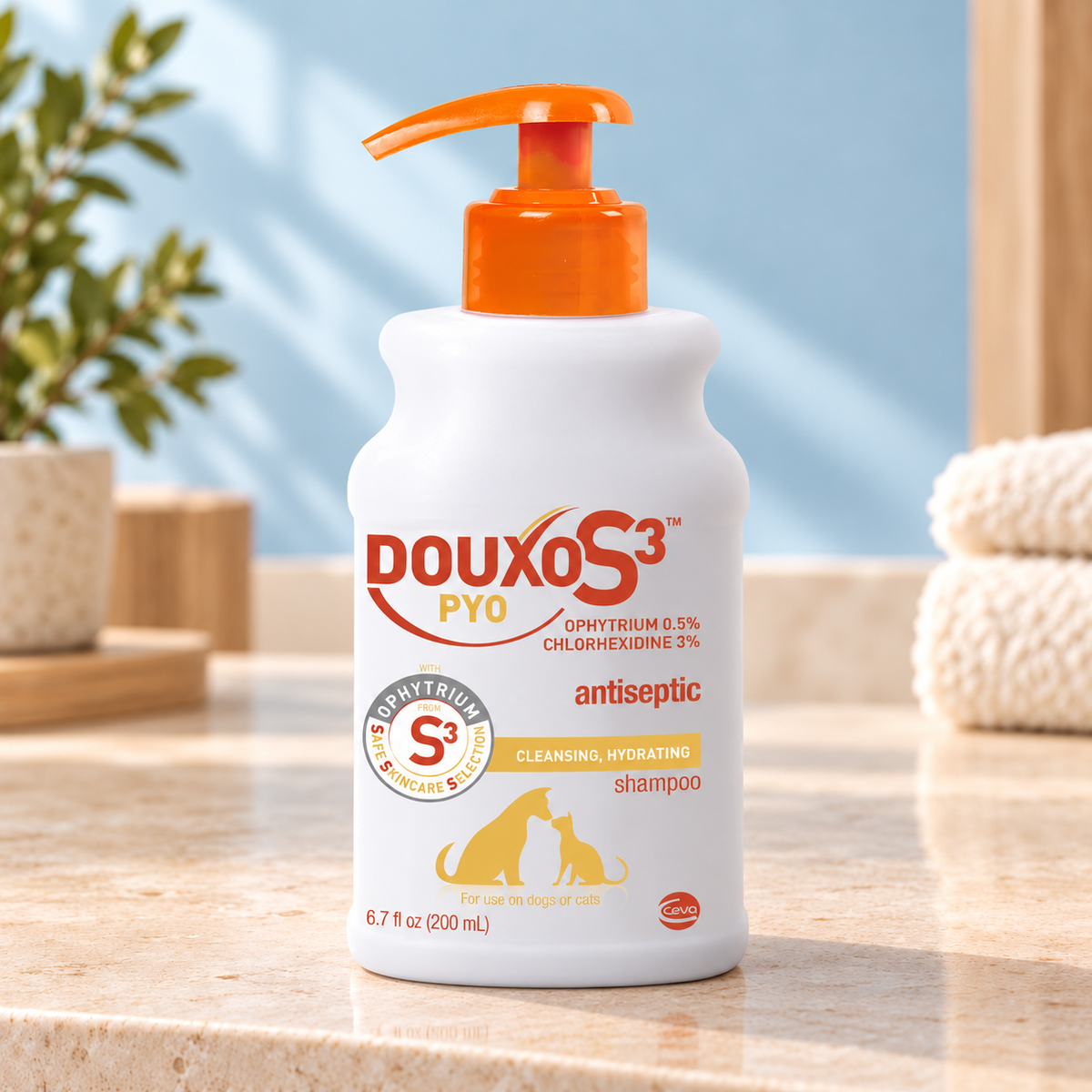 Get A Vet | דוקסו DOUXO S3 pyo – שמפו אנטיבקרטריאלי לחיטוי העור 200 מ”ל | רקע לפי קטגוריה