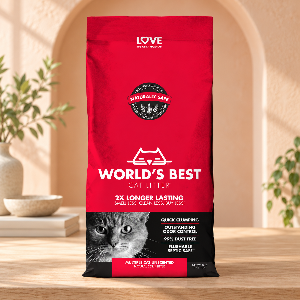 Get A Vet | חול מתגבש לארגז לחתולים - וורלד בסט אדום/World's Best Red | רקע לפי קטגוריה
